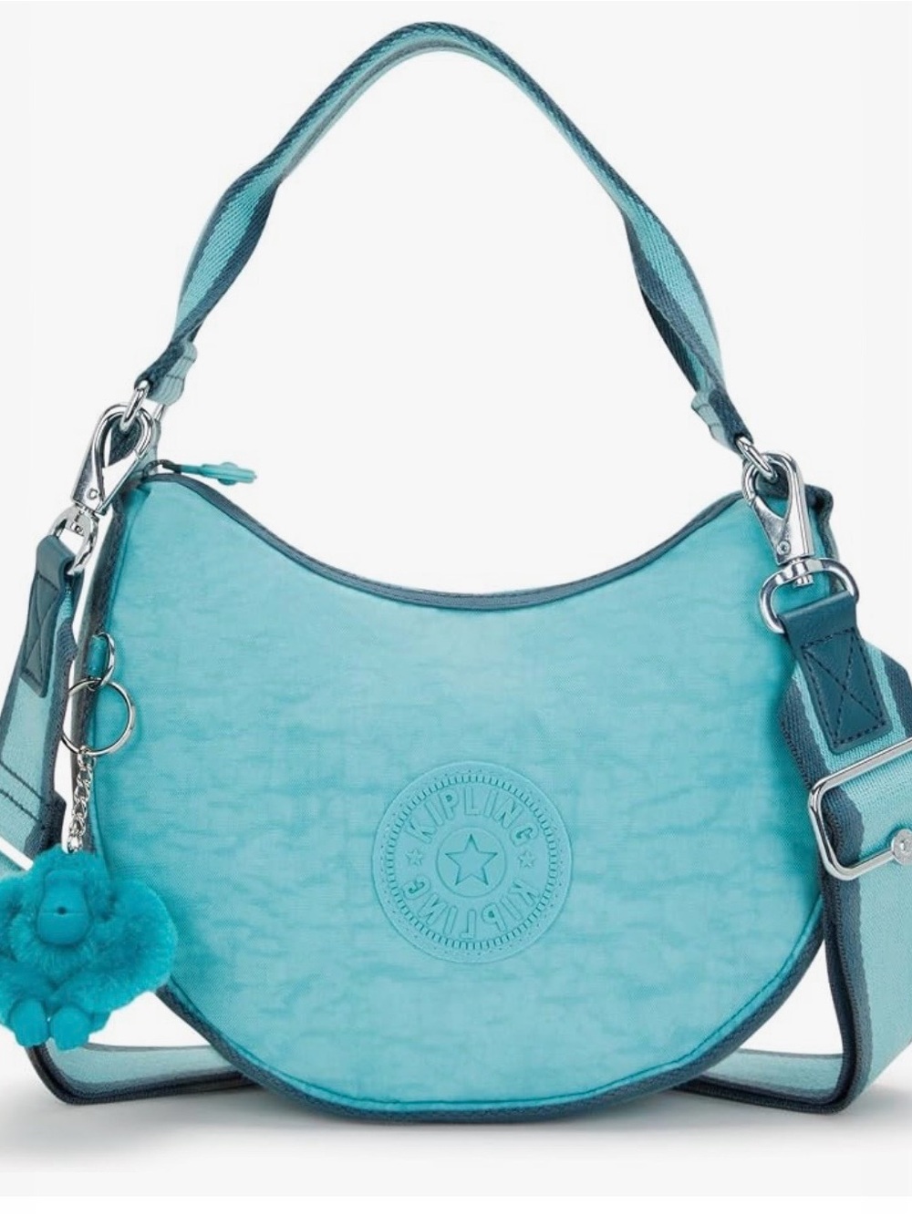Kipling Teal Shoulder Bag with Striped Strap